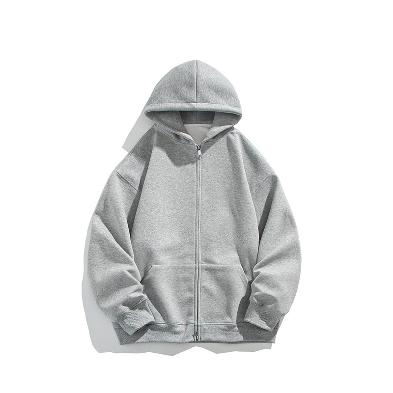 Loose-Fit Zip Hoodie — Grey